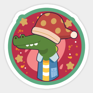 Crocodile Christmas Santa hat Ho Ho Ho Sticker